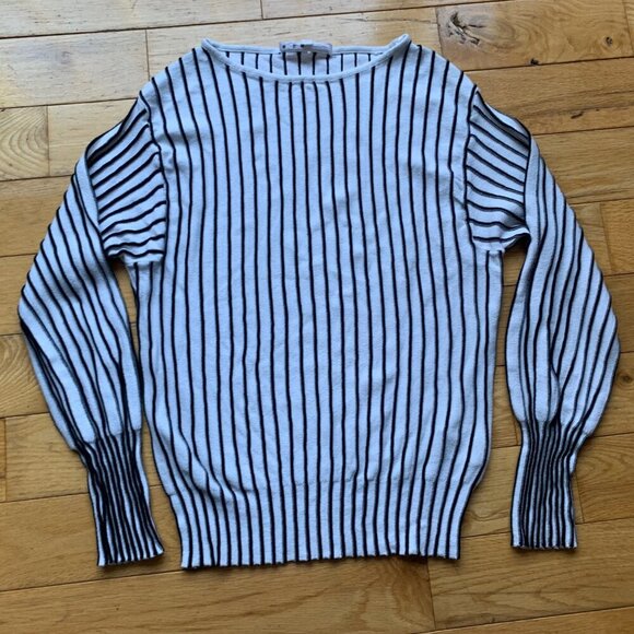 cleo Tops - Cleo Striped Lightweight Sweater | Women’s XS | Puff Sleeve Knit Top